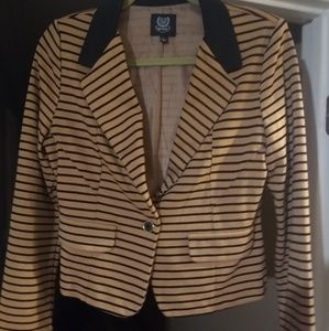 Mine Tan and Black Striped Cropped blazer